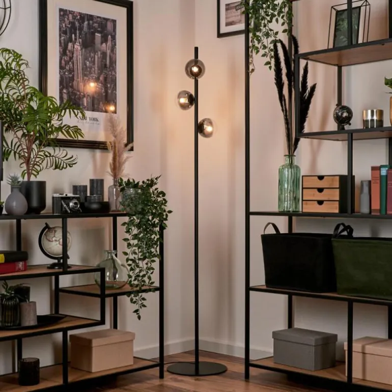 Lampadaire - Verre Remaisnil Noir, 3 lumières