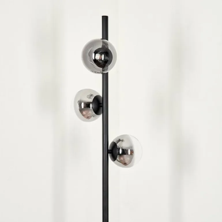 Lampadaire - Verre Remaisnil Noir, 3 lumières