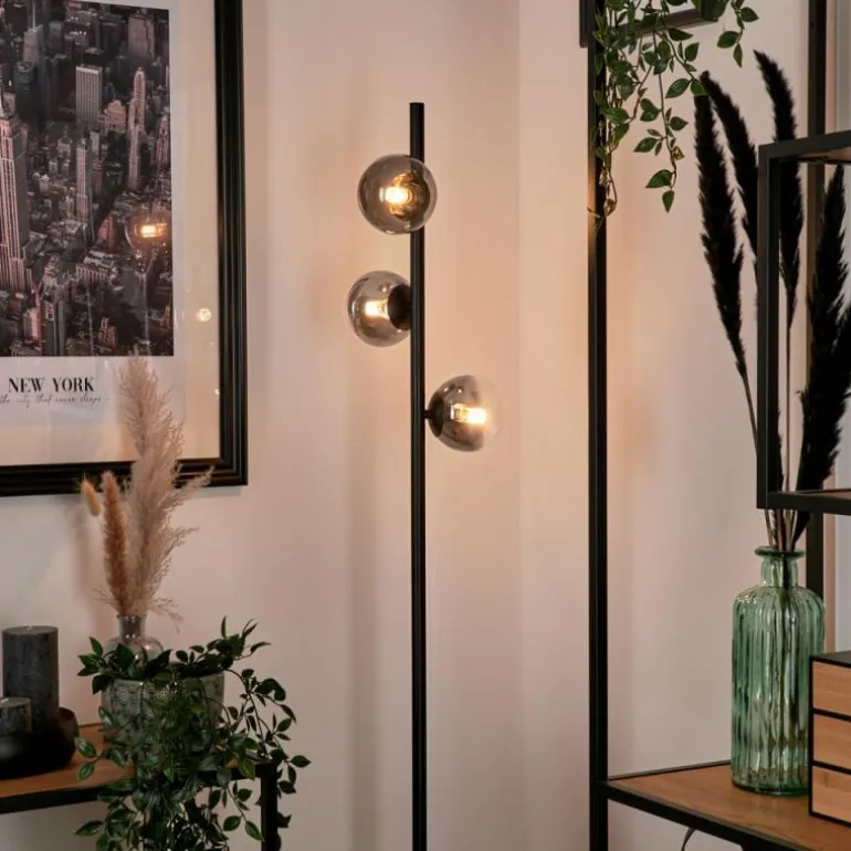 Lampadaire - Verre Remaisnil Noir, 3 lumières