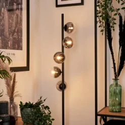 Lampadaire - Verre Remaisnil Clair, Fumé, 5 lumières