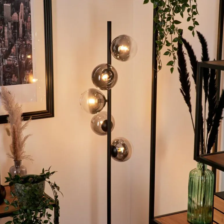 Lampadaire - Verre Remaisnil Clair, Fumé, 5 lumières