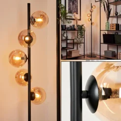 Lampadaire - Verre Remaisnil Ambre, 5 lumières