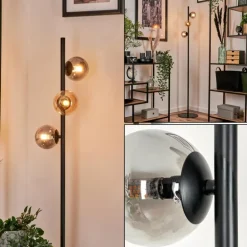 Lampadaire - Verre Remaisnil Ambre, Fumé, 3 lumières