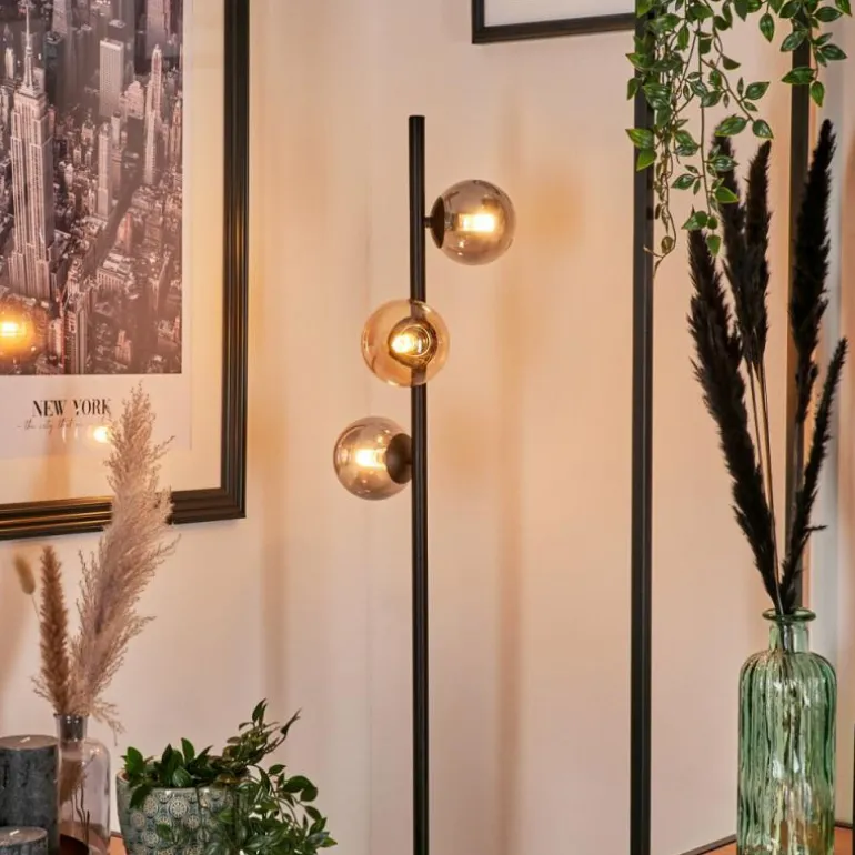 Lampadaire - Verre Remaisnil Ambre, Fumé, 3 lumières