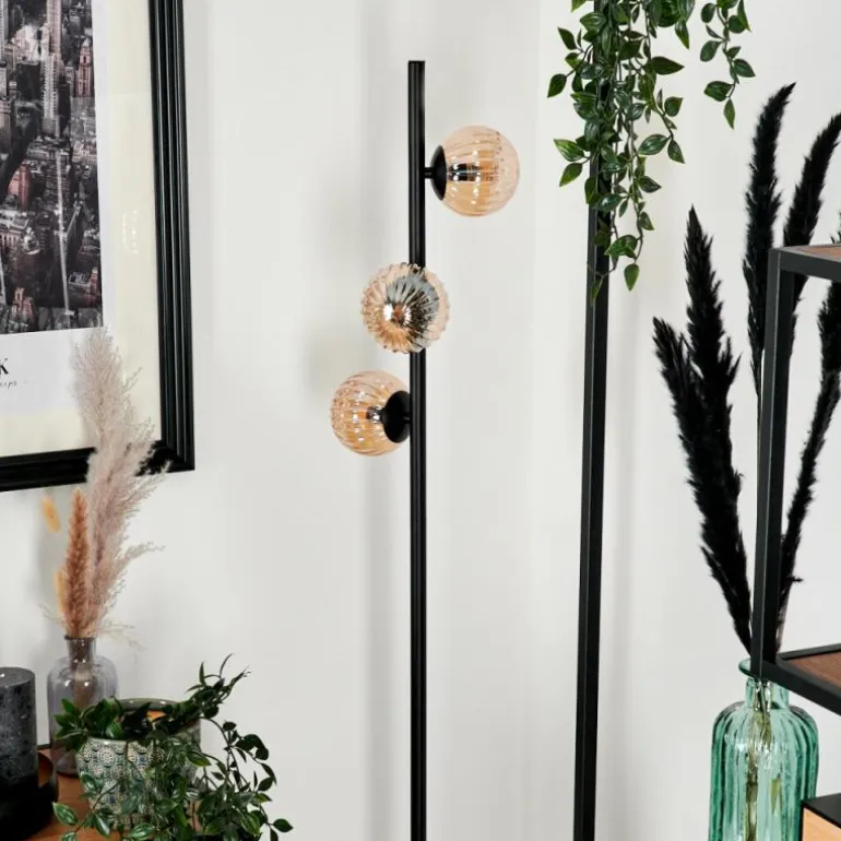 Lampadaire - Verre Remaisnil Ambre, 3 lumières