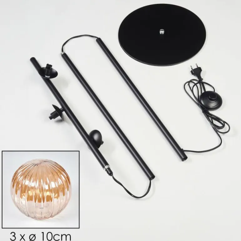 Lampadaire - Verre Remaisnil Ambre, 3 lumières