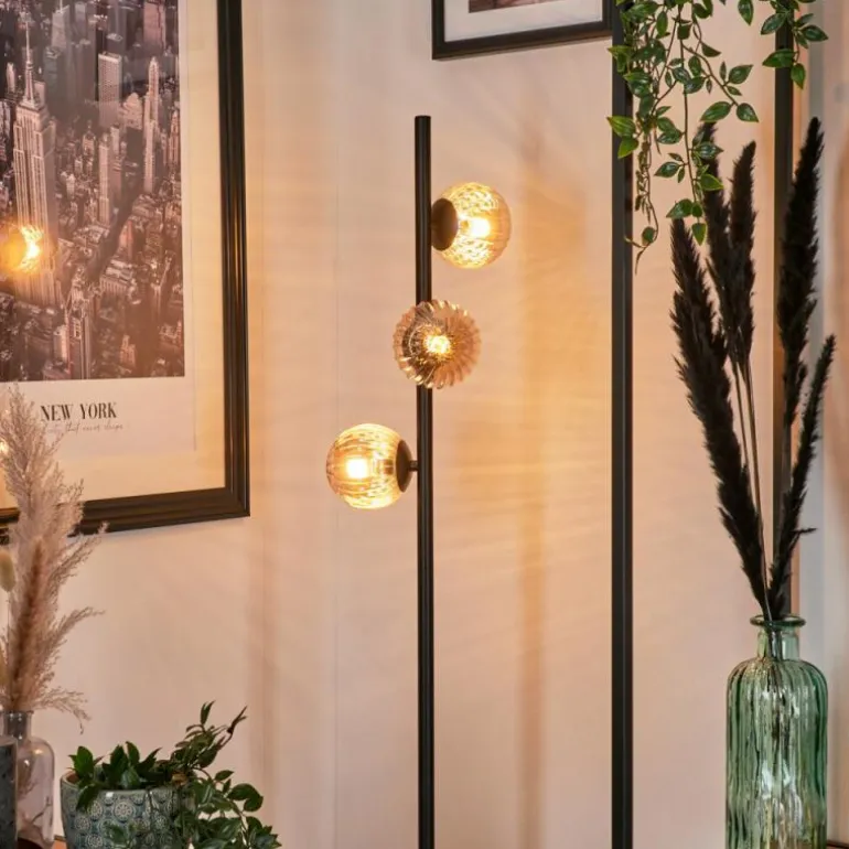 Lampadaire - Verre Remaisnil Ambre, 3 lumières