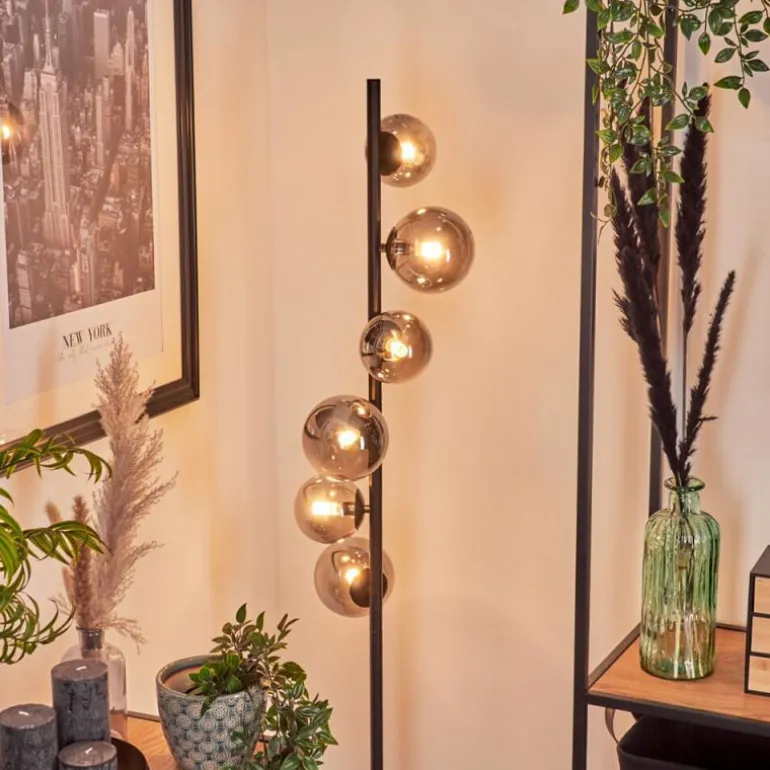 Lampadaire - Verre Remaisnil Fumé, 6 lumières