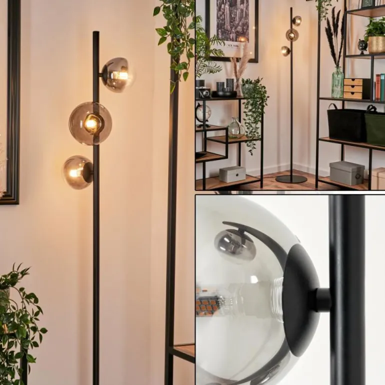 Lampadaire - Verre Remaisnil Clair, Fumé, 3 lumières