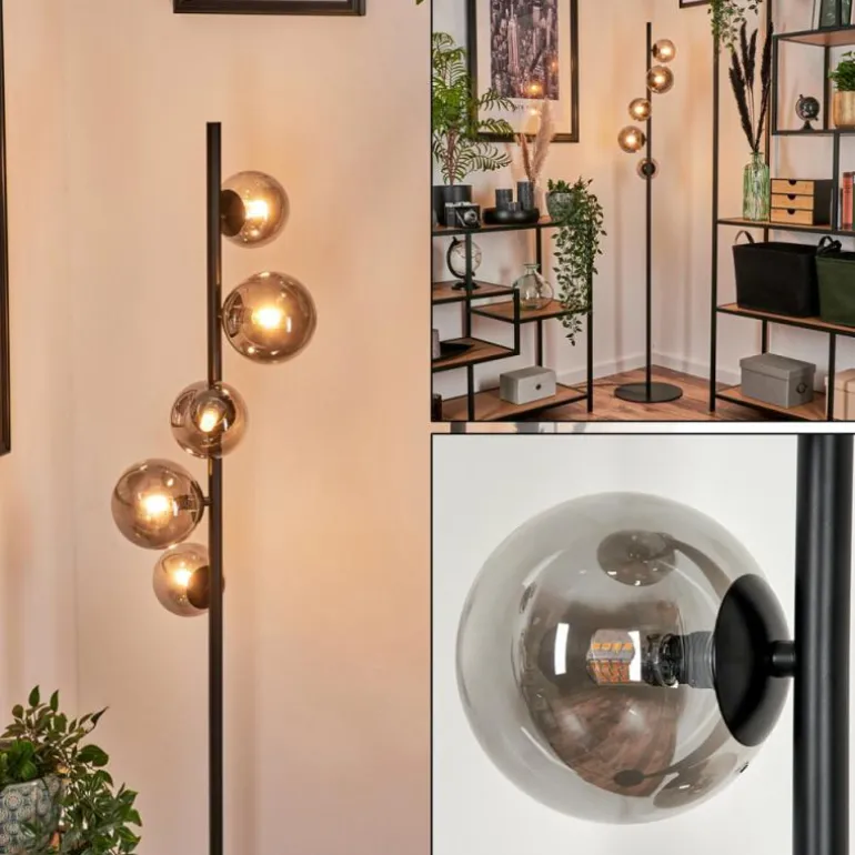 Lampadaire - Verre Remaisnil Fumé, 5 lumières