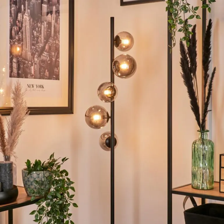 Lampadaire - Verre Remaisnil Fumé, 5 lumières