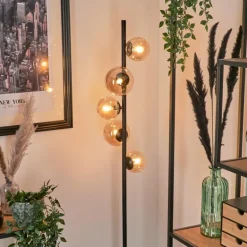 Lampadaire - Verre Remaisnil Ambre, 5 lumières