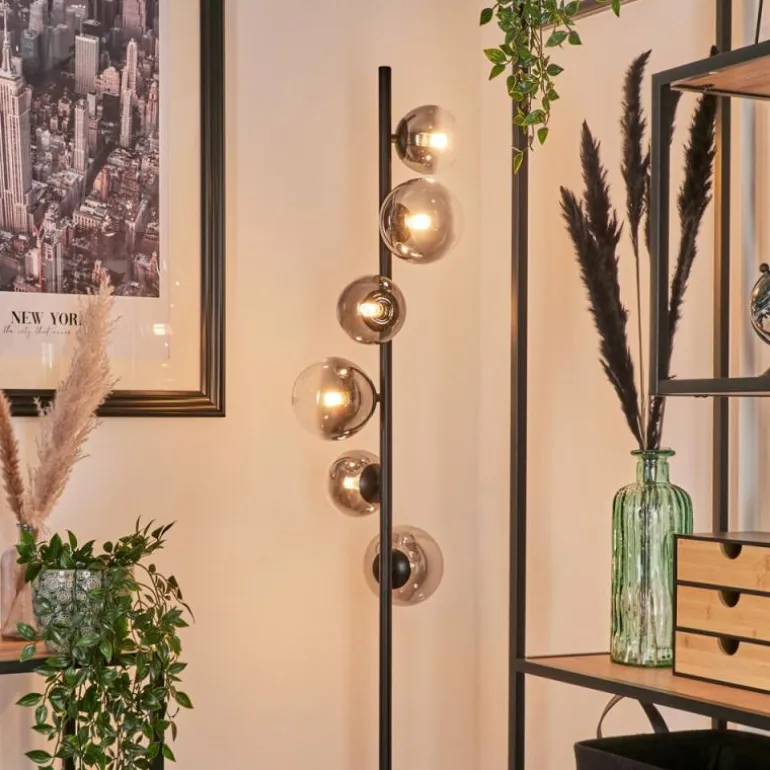 Lampadaire - Verre Remaisnil Clair, Fumé, 6 lumières