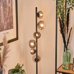 Lampadaire - Verre Remaisnil Clair, Fumé, 6 lumières