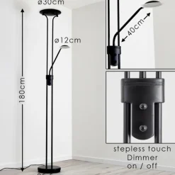 Lampadaire Abiqua LED Noir, 2 lumières
