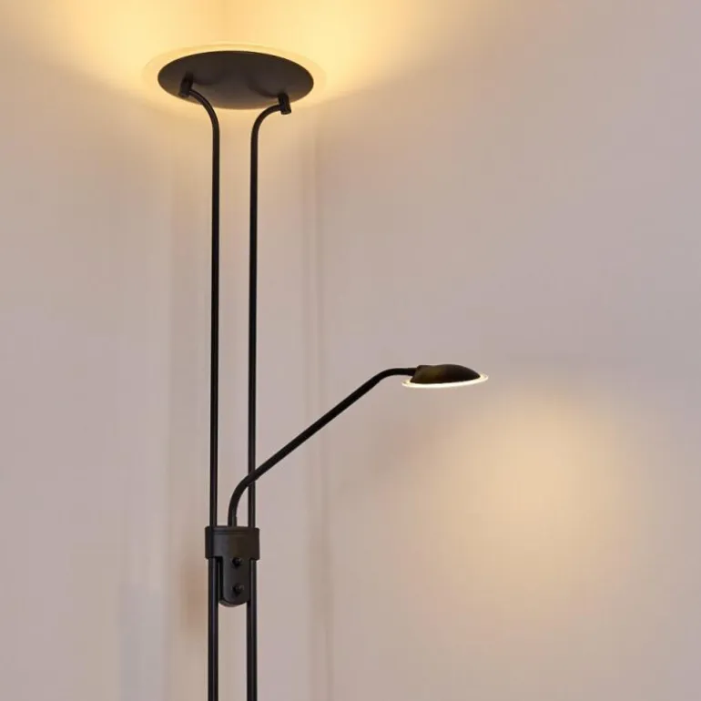 Lampadaire Abiqua LED Noir, 2 lumières