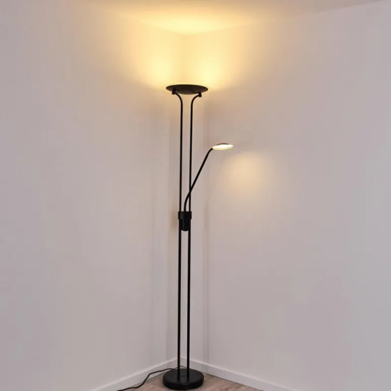 Lampadaire Abiqua LED Noir, 2 lumières