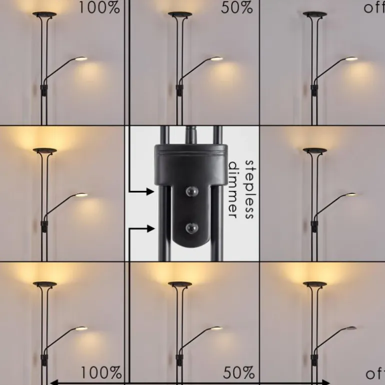 Lampadaire Abiqua LED Noir, 2 lumières