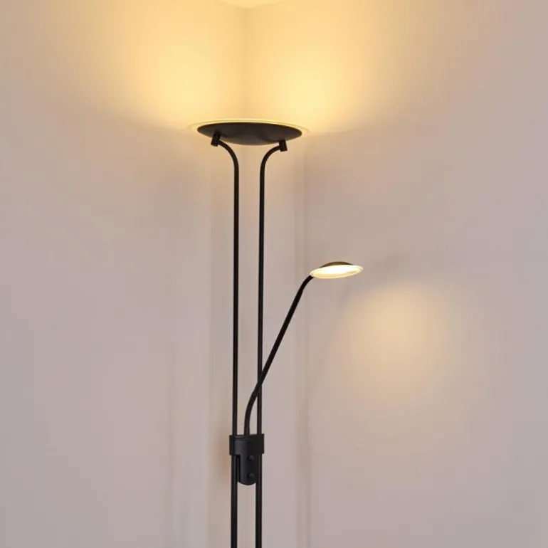 Lampadaire Abiqua LED Noir, 2 lumières