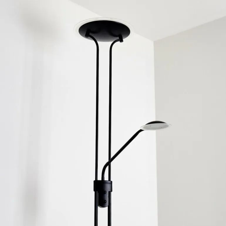 Lampadaire Abiqua LED Noir, 2 lumières