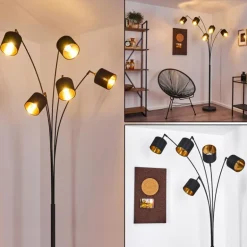 Lampadaire Alsen Noir, 5 lumières