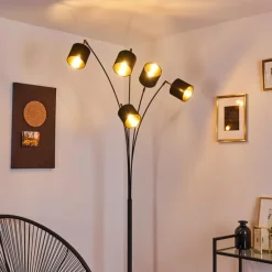 Lampadaire Alsen Noir, 5 lumières