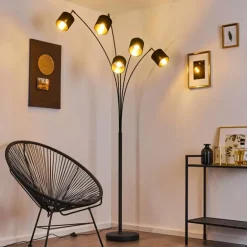 Lampadaire Alsen Noir, 5 lumières