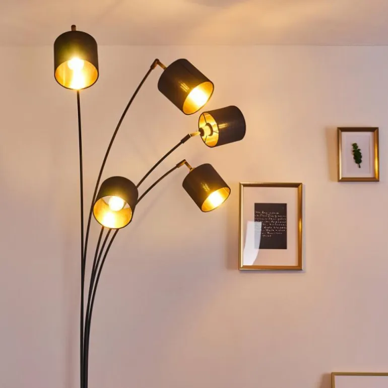 Lampadaire Alsen Noir, 5 lumières