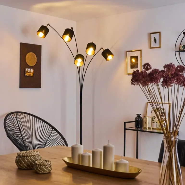 Lampadaire Alsen Noir, 5 lumières