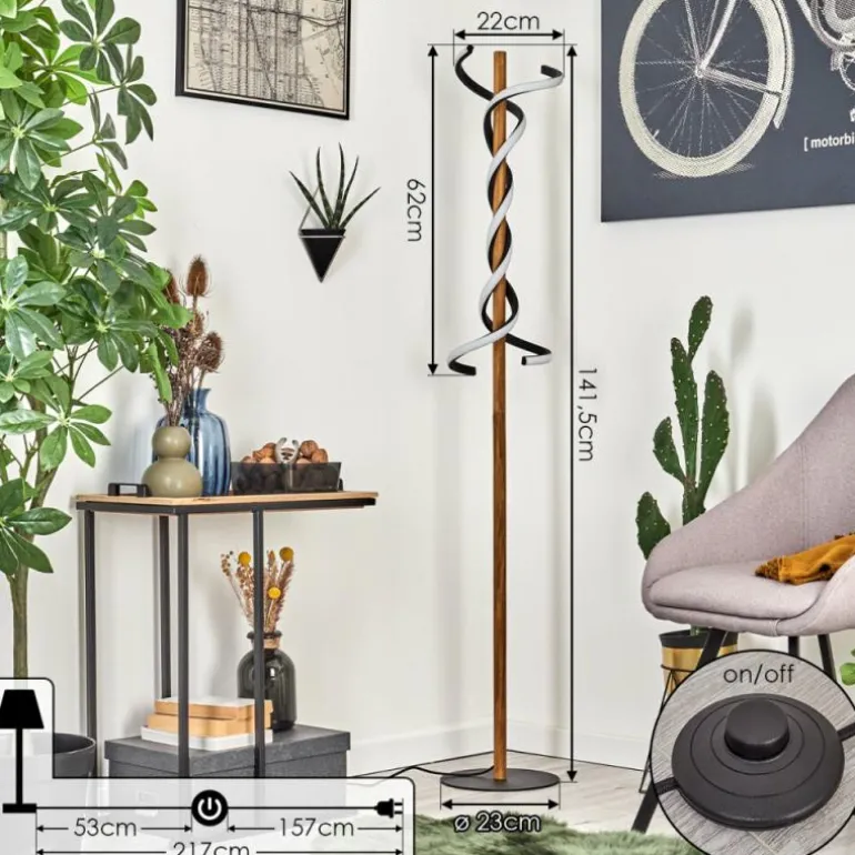 Lampadaire Alvarim LED Écru, Noir, 1 lumière