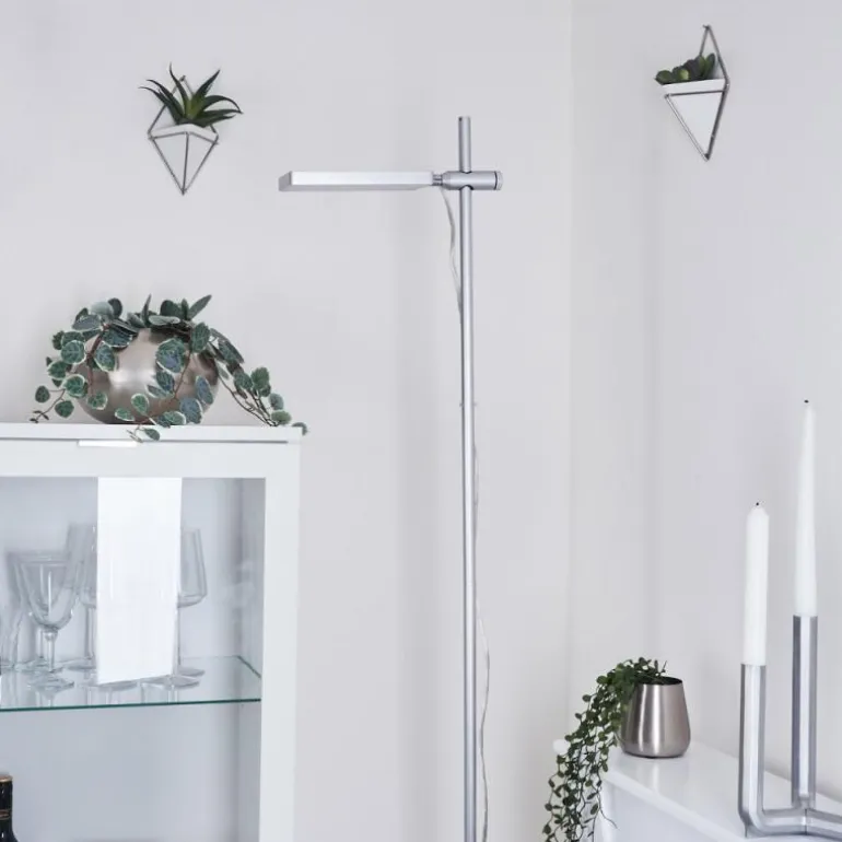 Lampadaire Anneau LED Argenté, 1 lumière