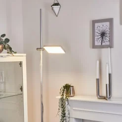 Lampadaire Anneau LED Argenté, 1 lumière