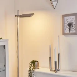 Lampadaire Anneau LED Argenté, 1 lumière
