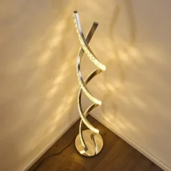Lampadaire Assuan LED Chrome, 1 lumière, Télécommandes, Changeur de couleurs