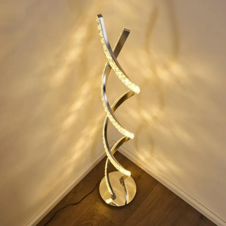 Lampadaire Assuan LED Chrome, 1 lumière, Télécommandes, Changeur de couleurs