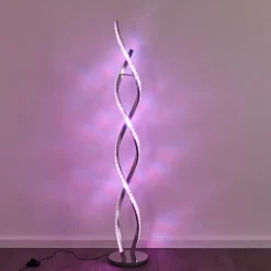 Lampadaire Assuan LED Chrome, 1 lumière, Télécommandes, Changeur de couleurs