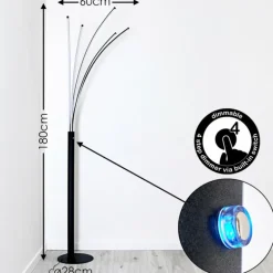 Lampadaire Bakersfield LED Noir, Blanc, 1 lumière