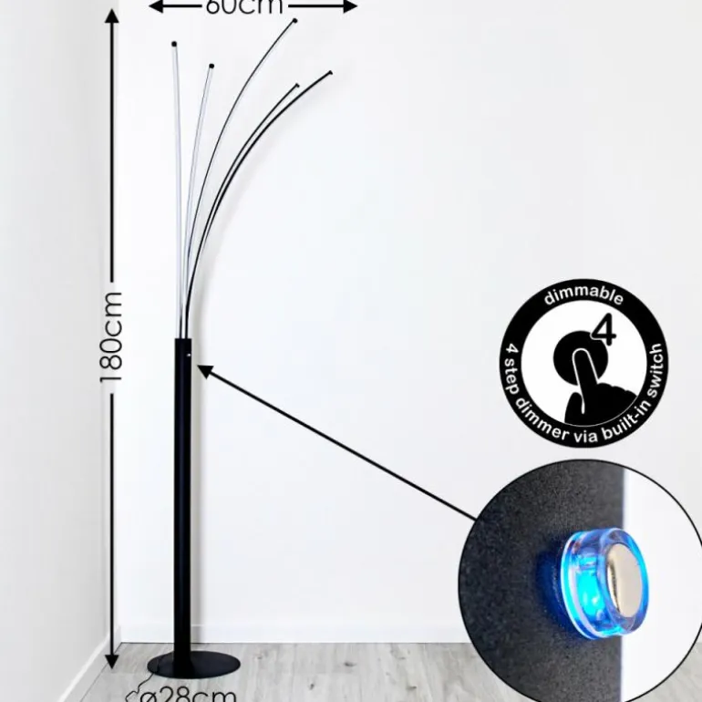 Lampadaire Bakersfield LED Noir, Blanc, 1 lumière