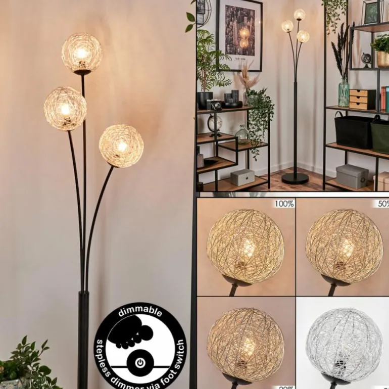 Lampadaire Bernado Argenté, 3 lumières