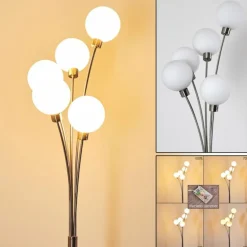 Lampadaire Bernado Nickel mat, 5 lumières