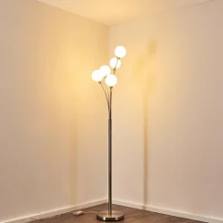 Lampadaire Bernado Nickel mat, 5 lumières