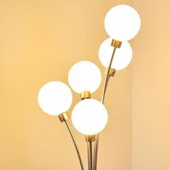 Lampadaire Bernado Nickel mat, 5 lumières