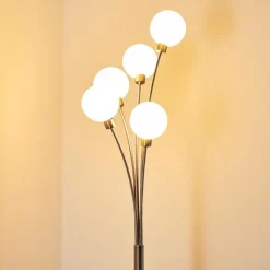 Lampadaire Bernado Nickel mat, 5 lumières