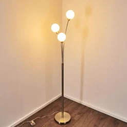 Lampadaire Bernado Nickel mat, 3 lumières