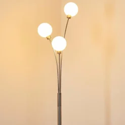 Lampadaire Bernado Nickel mat, 3 lumières