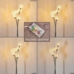 Lampadaire Bernado Nickel mat, 6 lumières