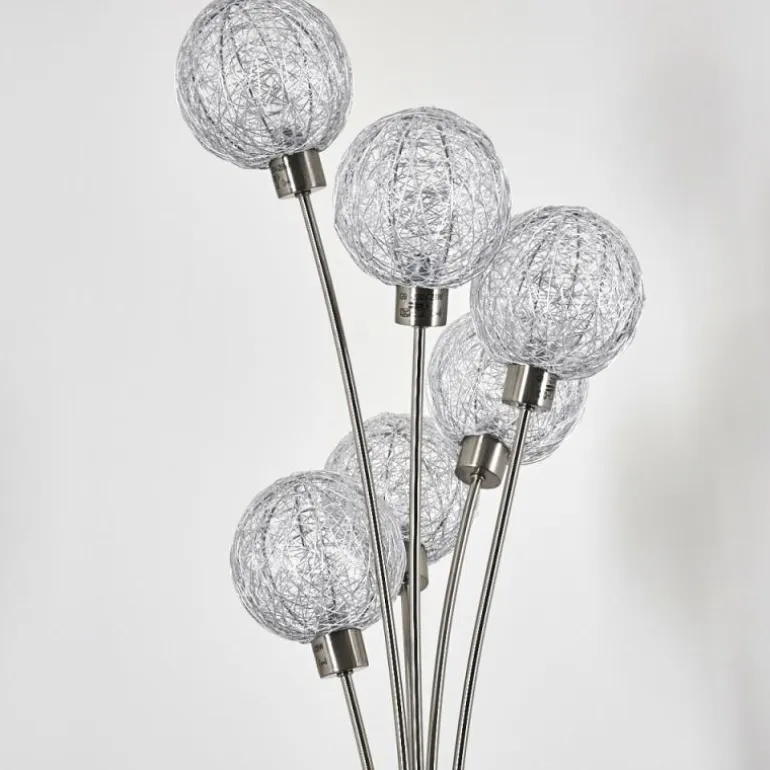Lampadaire Bernado Nickel mat, 6 lumières