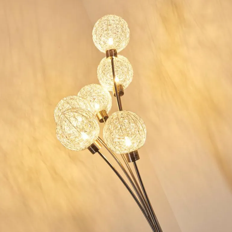 Lampadaire Bernado Nickel mat, 6 lumières