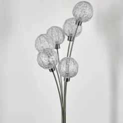 Lampadaire Bernado Nickel mat, 6 lumières