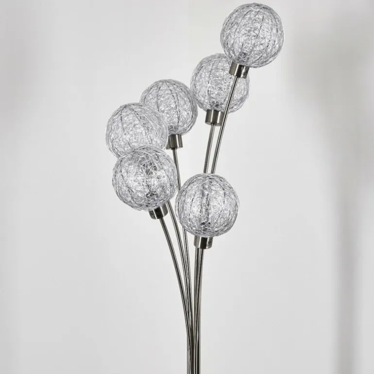 Lampadaire Bernado Nickel mat, 6 lumières